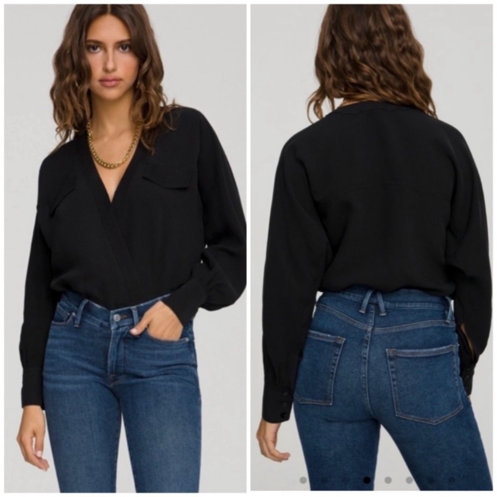 Good American Utility Wrap Bodysuit in Black